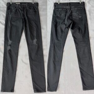 AG Adriano Goldschmied Skinny Jeans‎ Sz 29 Off Black Gray Wash  Moto Distressed